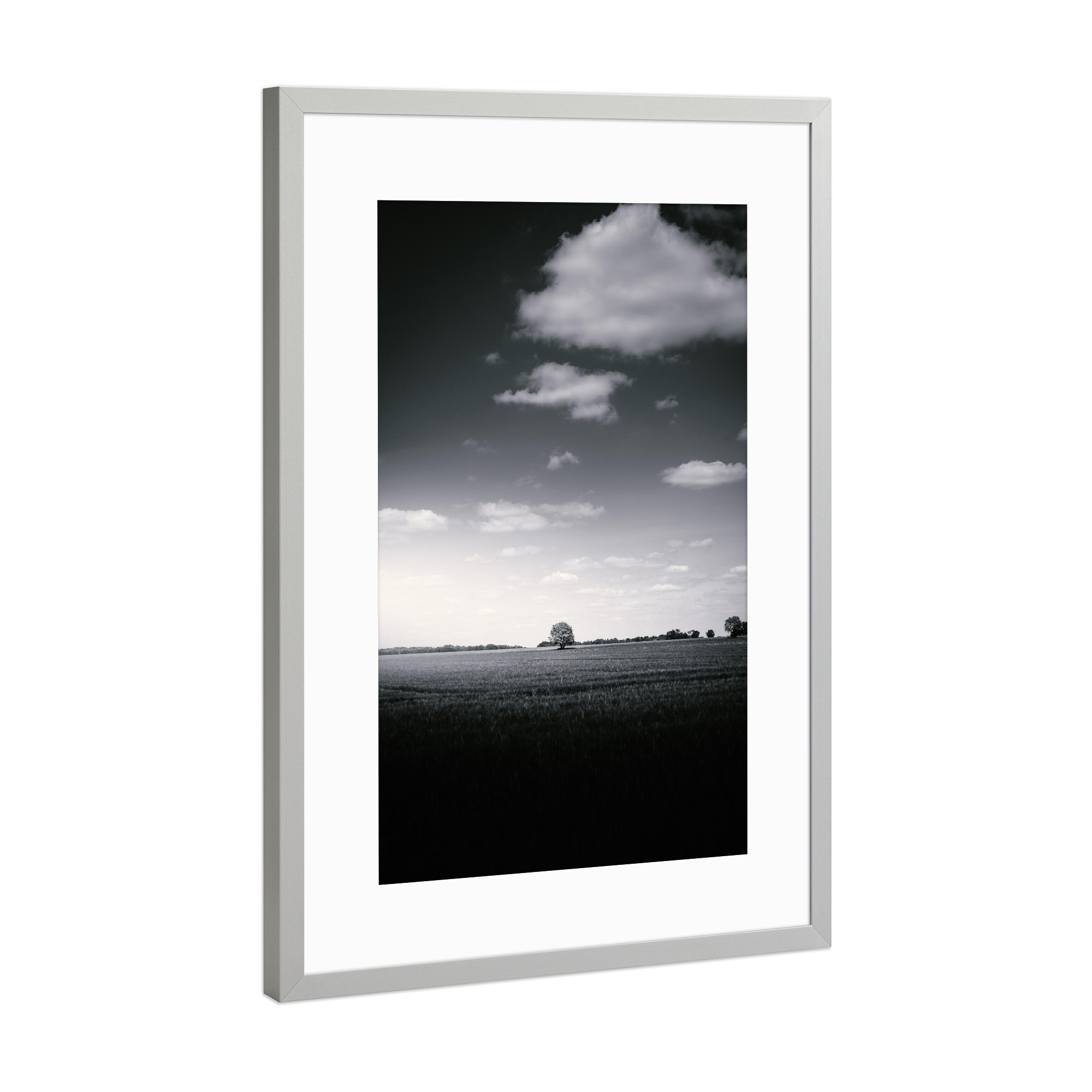 Poster mit Rahmen Silber "Auf dem Feld" artboxONE - Natur,Reise,Schwarzweiß,Reise / Länder