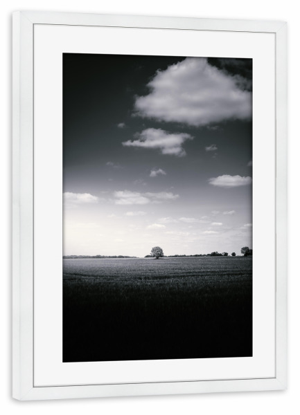 Poster mit Rahmen weiß "Auf dem Feld" artboxONE - Natur,Reise,Schwarzweiß,Reise / Länder