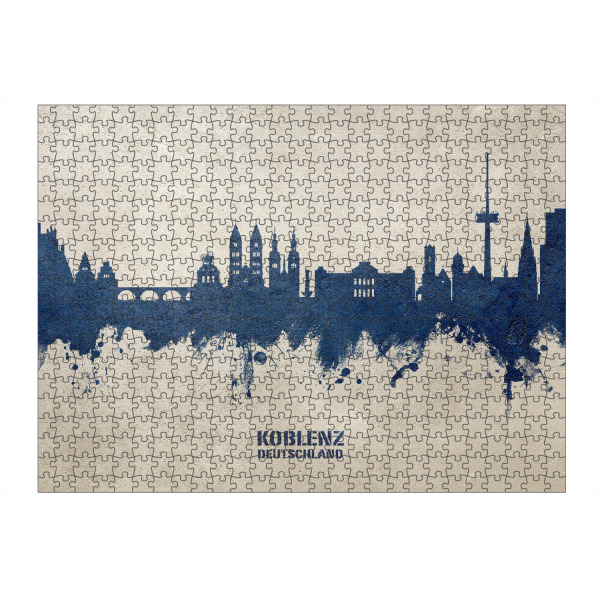 Puzzle Ravensburger "Koblenz Germany Skyline PaintBlue" artboxONE - Städte