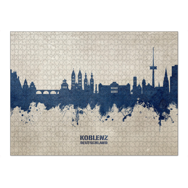 Puzzle Ravensburger "Koblenz Germany Skyline PaintBlue" artboxONE - Städte