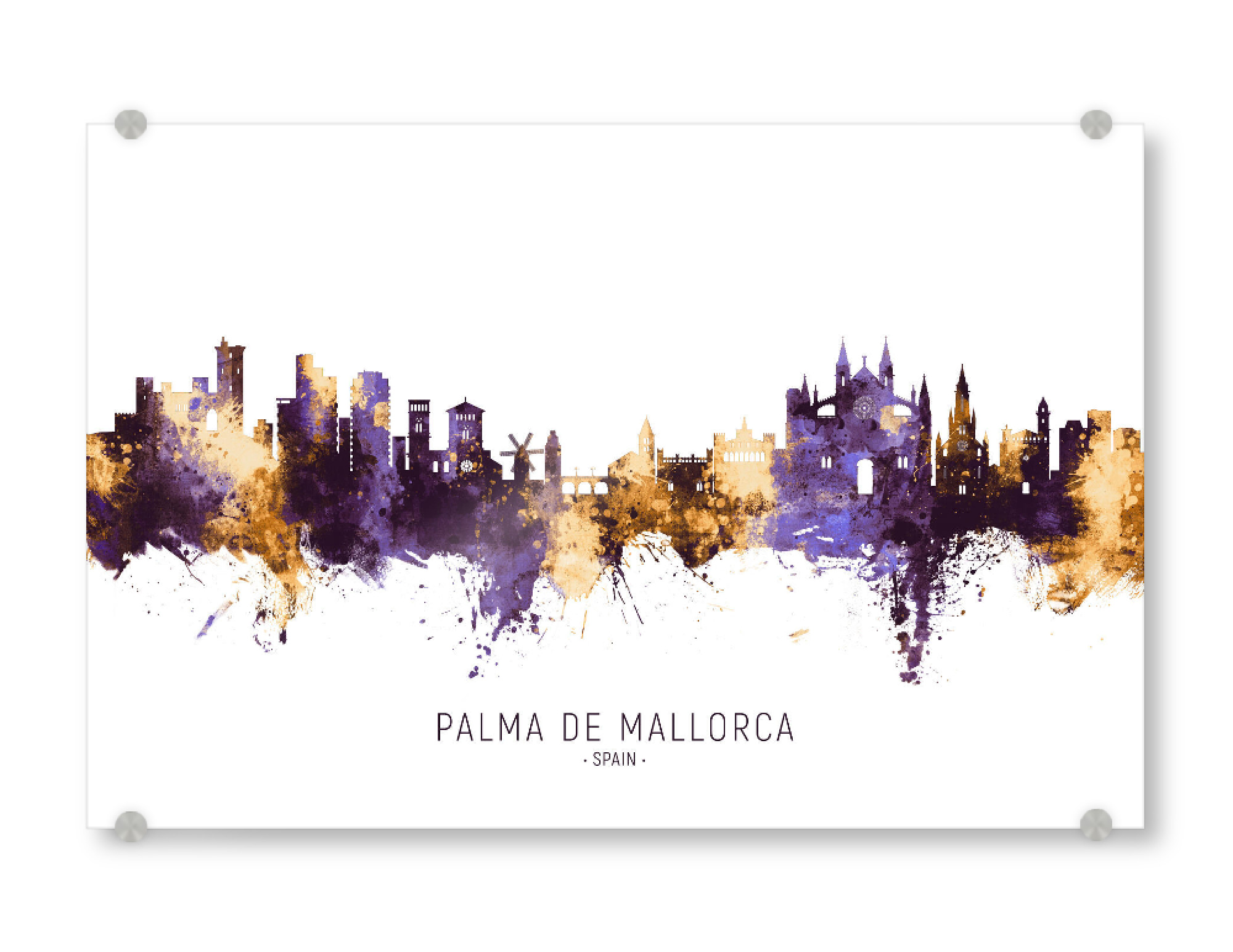 Acrylglasbild "Palma de Mallorca Skyline PurpleG" artboxONE - Städte