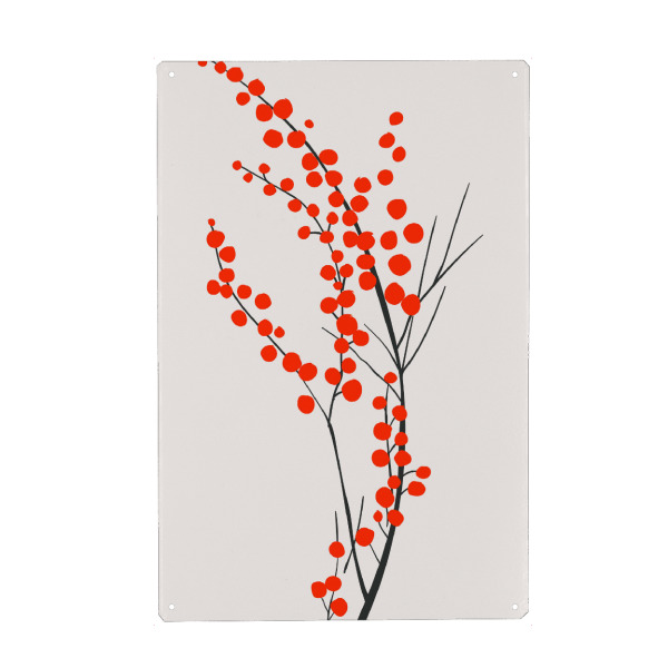 Holzbild "Wild Berries" artboxONE - Natur,Floral - Zweig,Nature,Natur,Floral,Blumen,Flowers,Minimal,Minimalismus,Beeren,Früchte