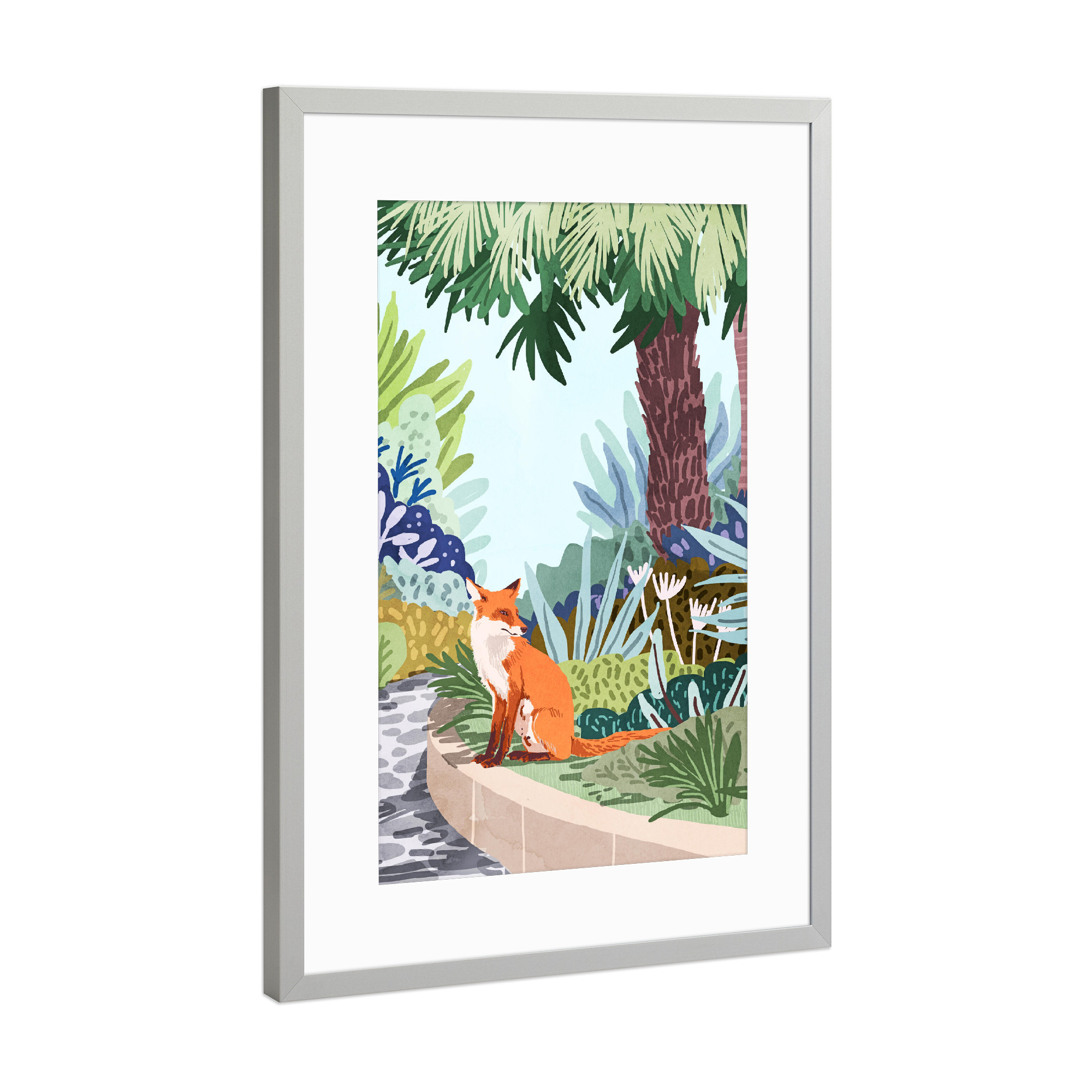 Poster mit Rahmen Silber "Fox in The Garden | Animals" artboxONE - Natur,Tiere
