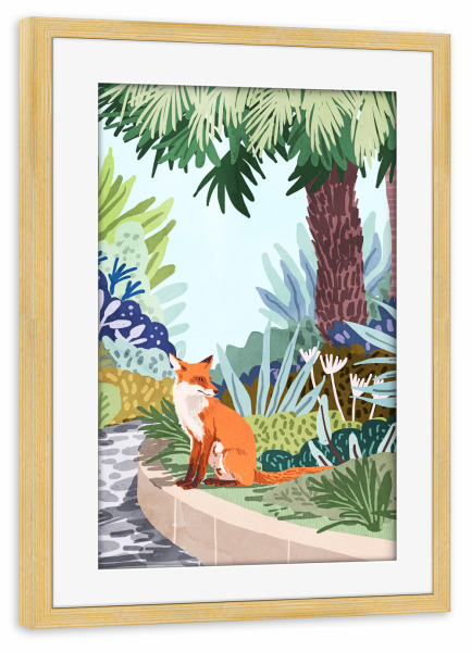 Poster mit Rahmen kiefer "Fox in The Garden | Animals" artboxONE - Natur,Tiere