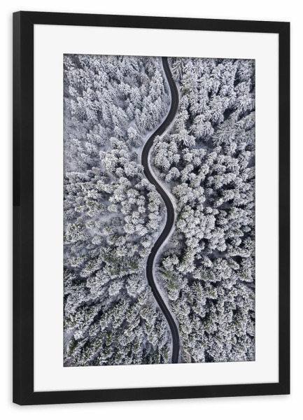 Poster mit Rahmen schwarz "Winter snake" artboxONE - Natur,Reise