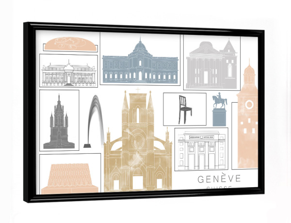 Poster mit schwarzem Rahmen "Geneva skyline earth" artboxONE - Städte,Reise,Architektur
