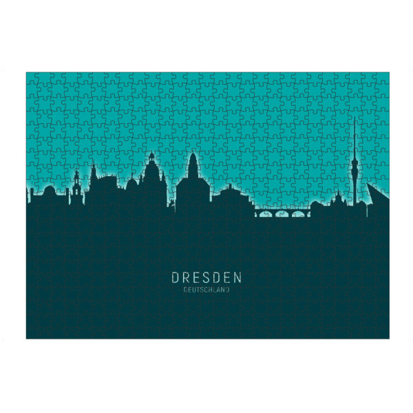 artboxONE Puzzle "Dresden Germany Skyline Glow Teal" artboxONE - Städte,Städte / Dresden