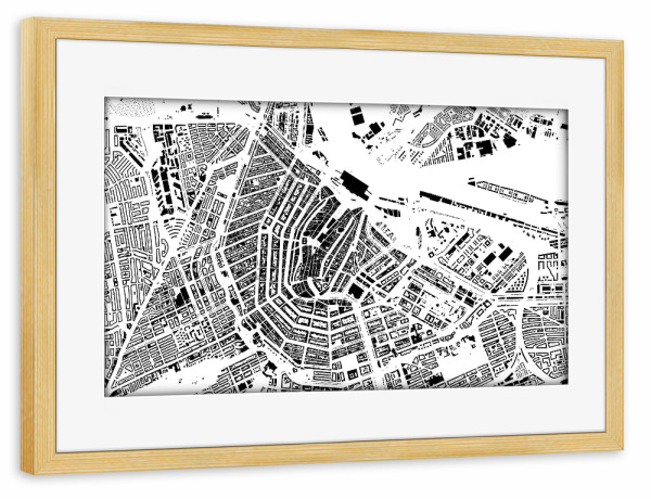 Poster mit Rahmen kiefer "Amsterdam building footprints" artboxONE - Städte,Städte / Amsterdam,Kartografie