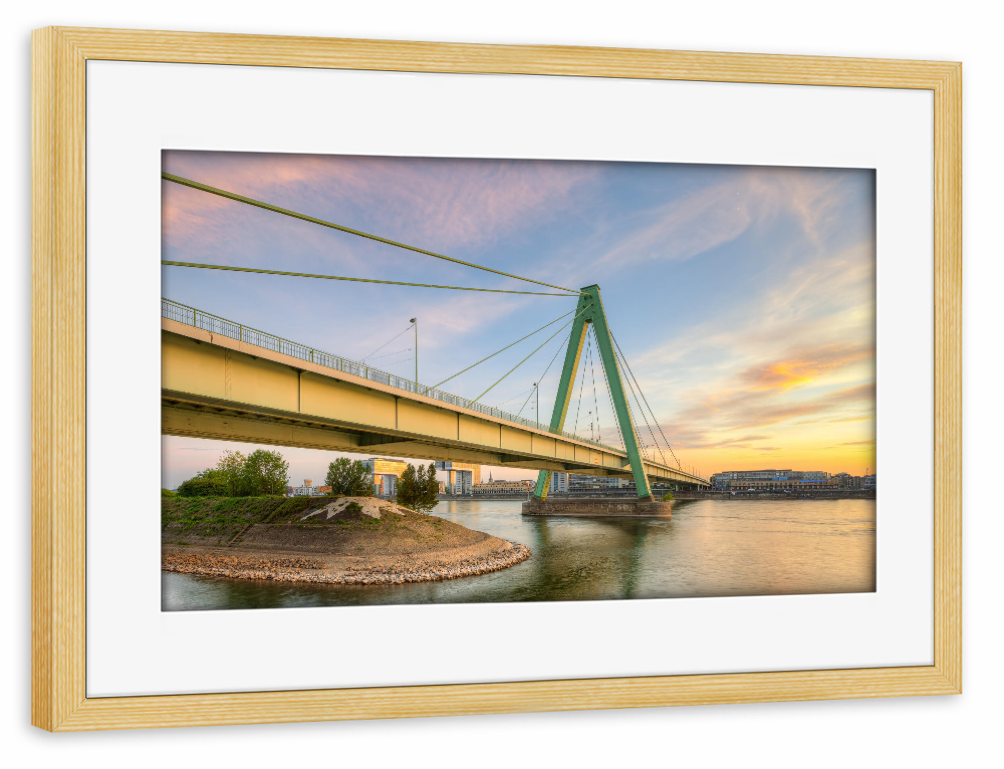 Poster mit Rahmen kiefer "Severinsbrücke in Köln" artboxONE - Städte,Städte / Köln,Reise,Architektur