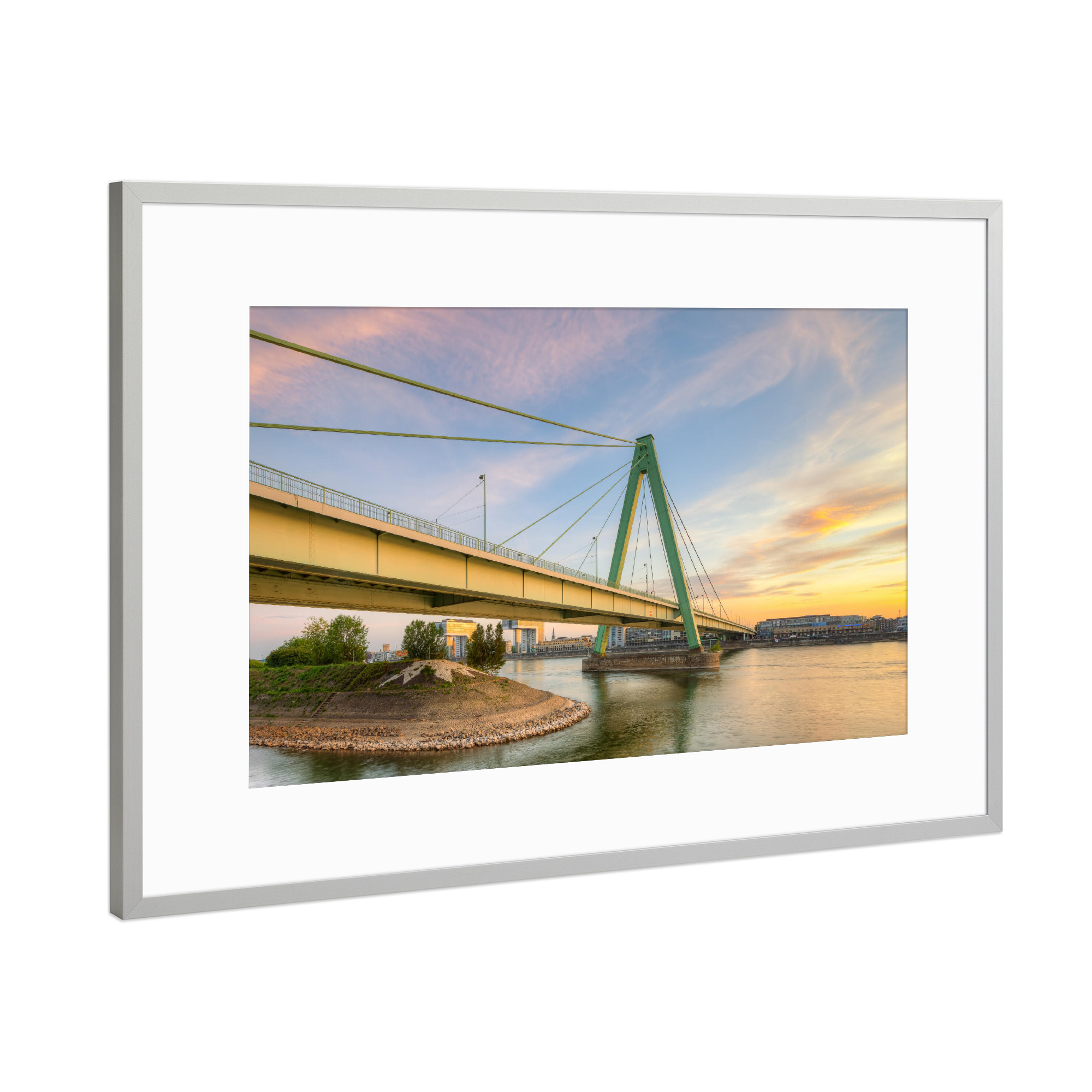 Poster mit Rahmen Silber "Severinsbrücke in Köln" artboxONE - Städte,Städte / Köln,Reise,Architektur