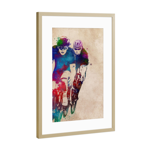 Poster mit Rahmen Gold "Two bikers" artboxONE - Reise,Sport