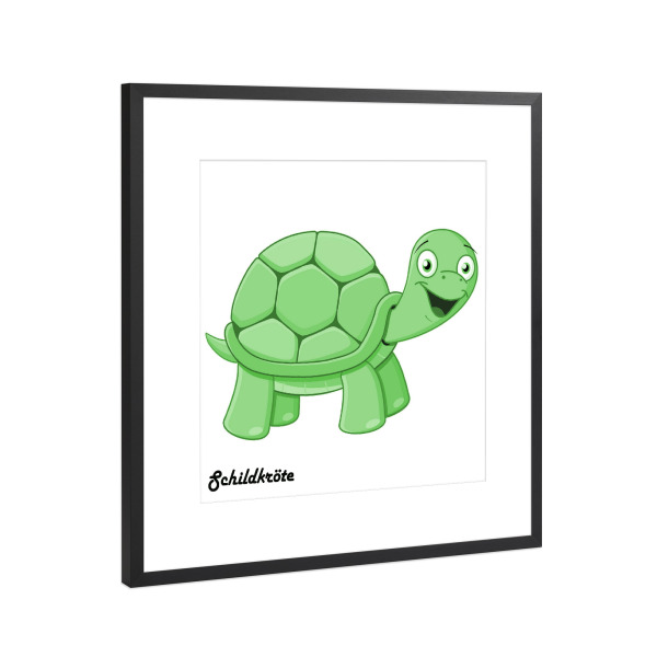 Poster mit Rahmen Schwarz (Metallic) "Schildkröte Afrika" artboxONE - Für Kinder,Tiere,Comic