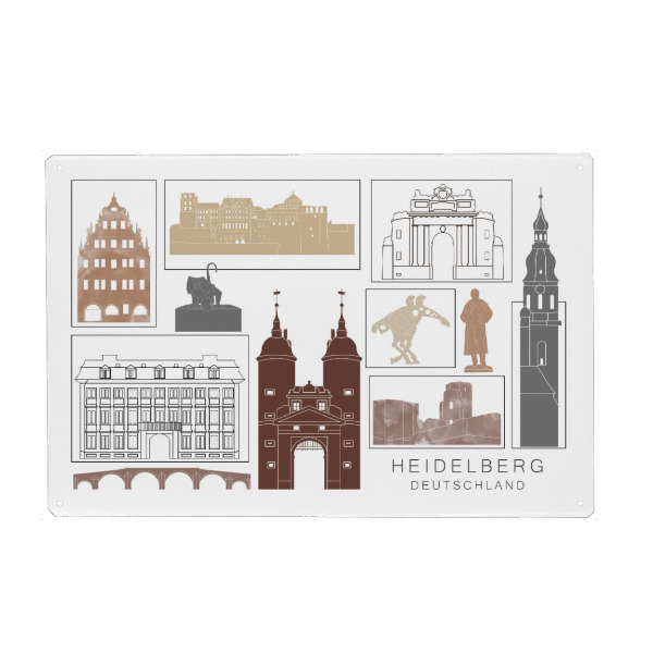Metall Poster "Heidelberg skyline black & brown" artboxONE - Städte,Reise,Architektur