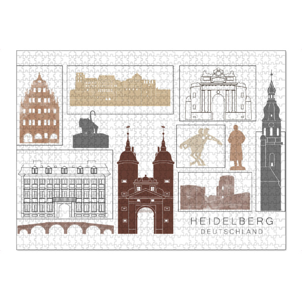 Puzzle Ravensburger "Heidelberg skyline black & brown" artboxONE - Städte,Reise,Architektur