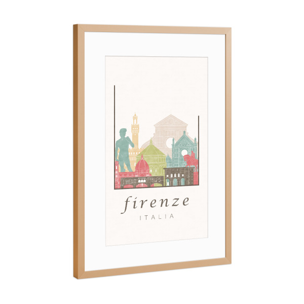 Poster mit Rahmen Kupfer "Florence skyline pastel" artboxONE - Städte,Architektur