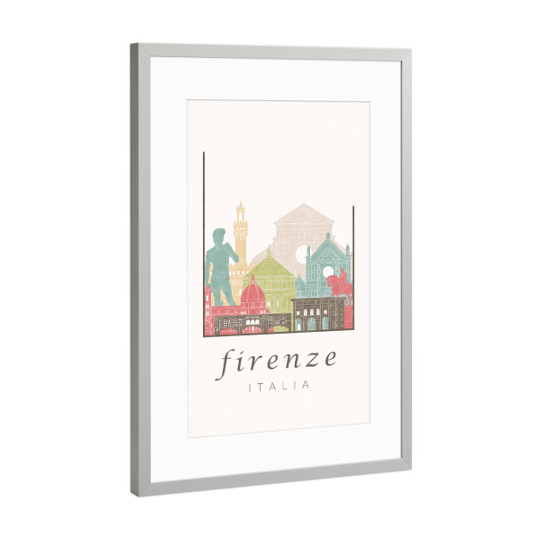 Poster mit Rahmen Silber "Florence skyline pastel" artboxONE - Städte,Architektur