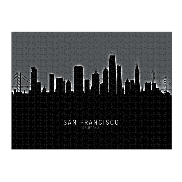 Puzzle Ravensburger "San Francisco Skyline Glow White" artboxONE - Städte