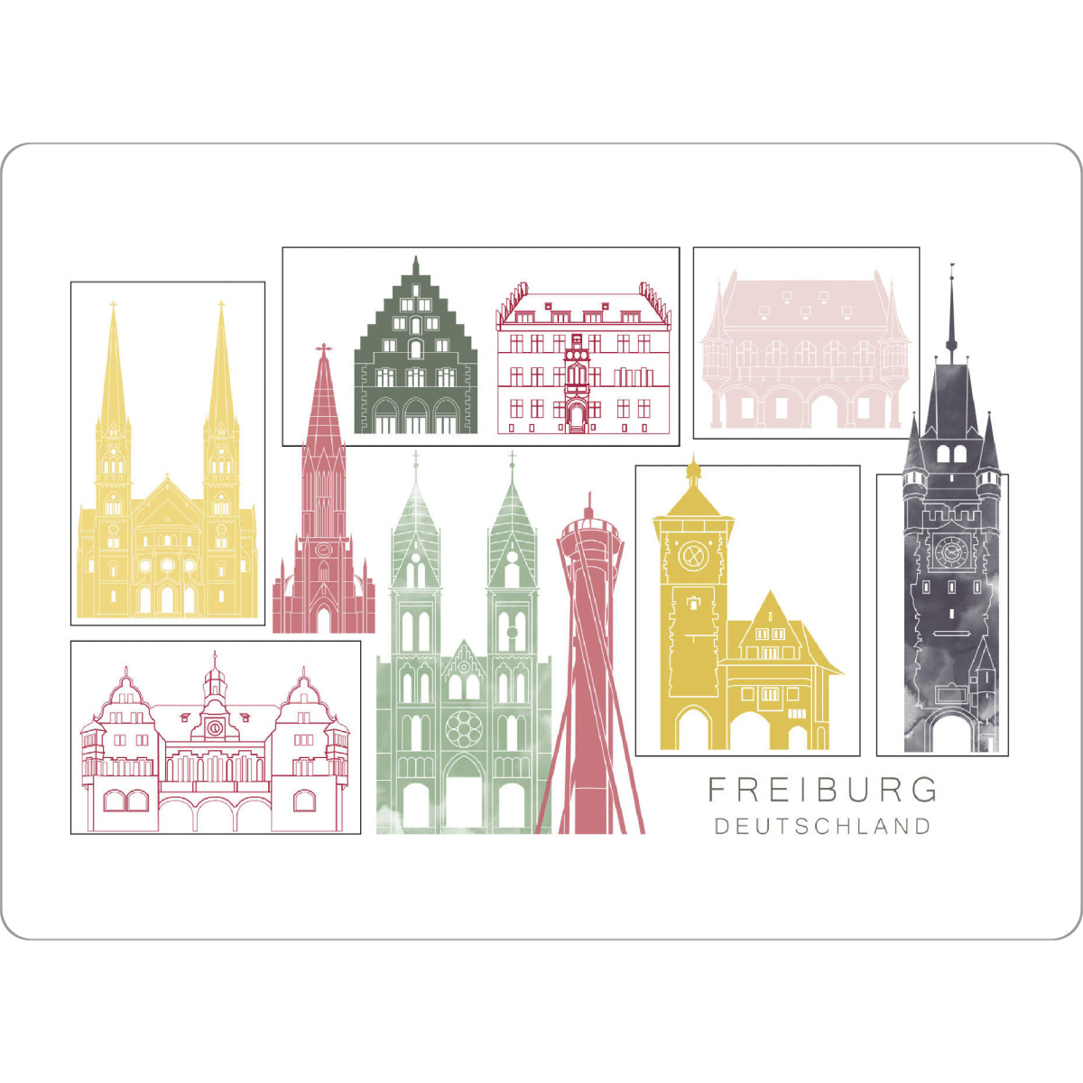 Tischset "Freiburg skyline burgundy" artboxONE - Städte,Reise,Architektur,Kartografie