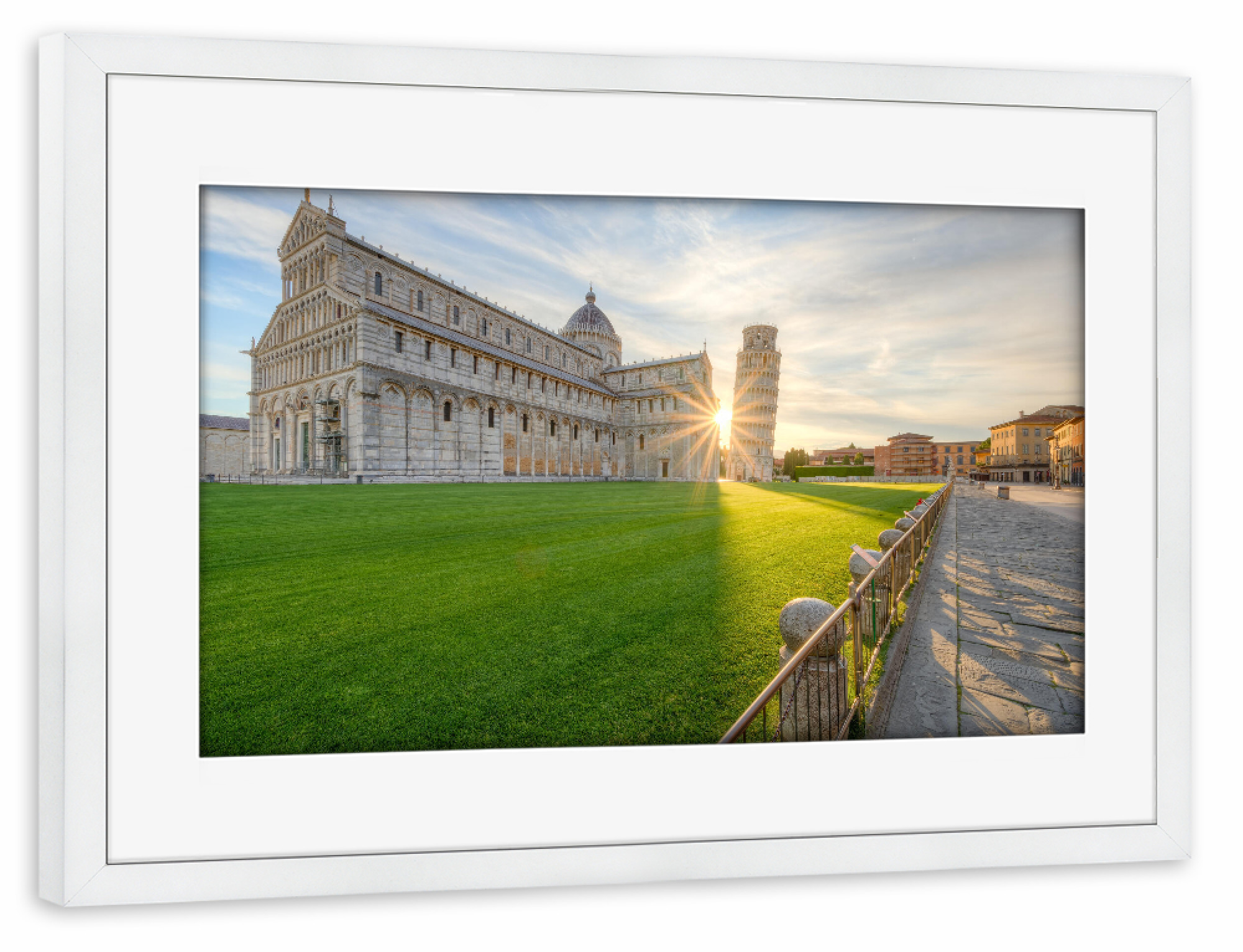 Poster mit Rahmen weiß "Ein Sonnenstern in Pisa" artboxONE - Städte,Reise,Architektur,Reise / Länder
