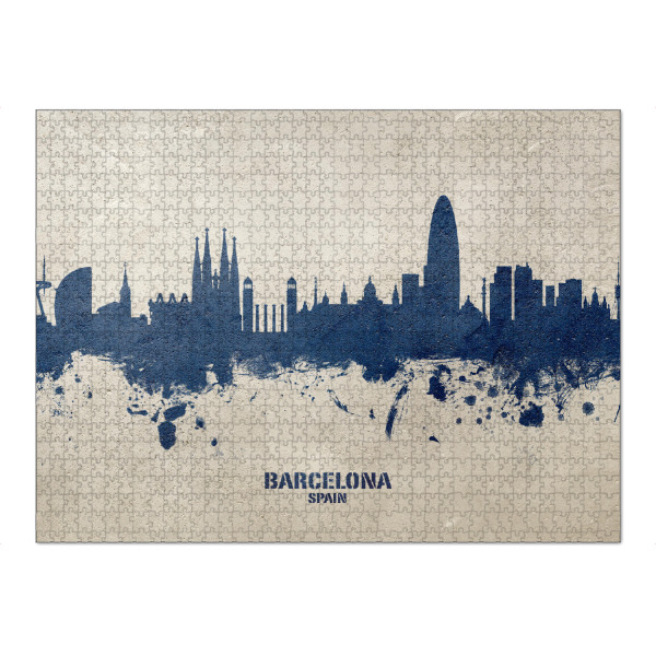 Puzzle Ravensburger "Barcelona Spain Skyline PaintBlue" artboxONE - Städte,Städte / Barcelona