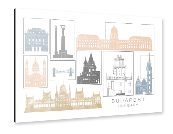 Alu-Dibond "Budapest skyline earth" 30x20 cm artboxONE