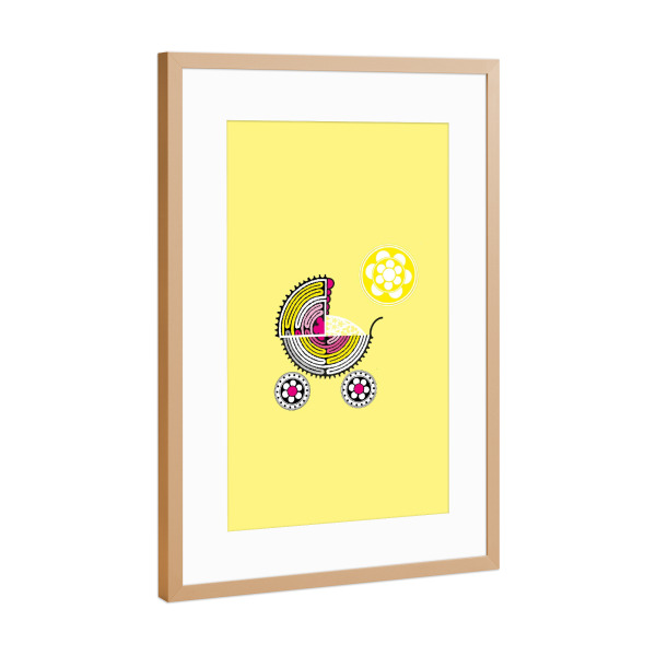 Poster mit Rahmen Kupfer "Kinderwagen mit Sonne" artboxONE - Für Kinder,Für Mama,Lustig