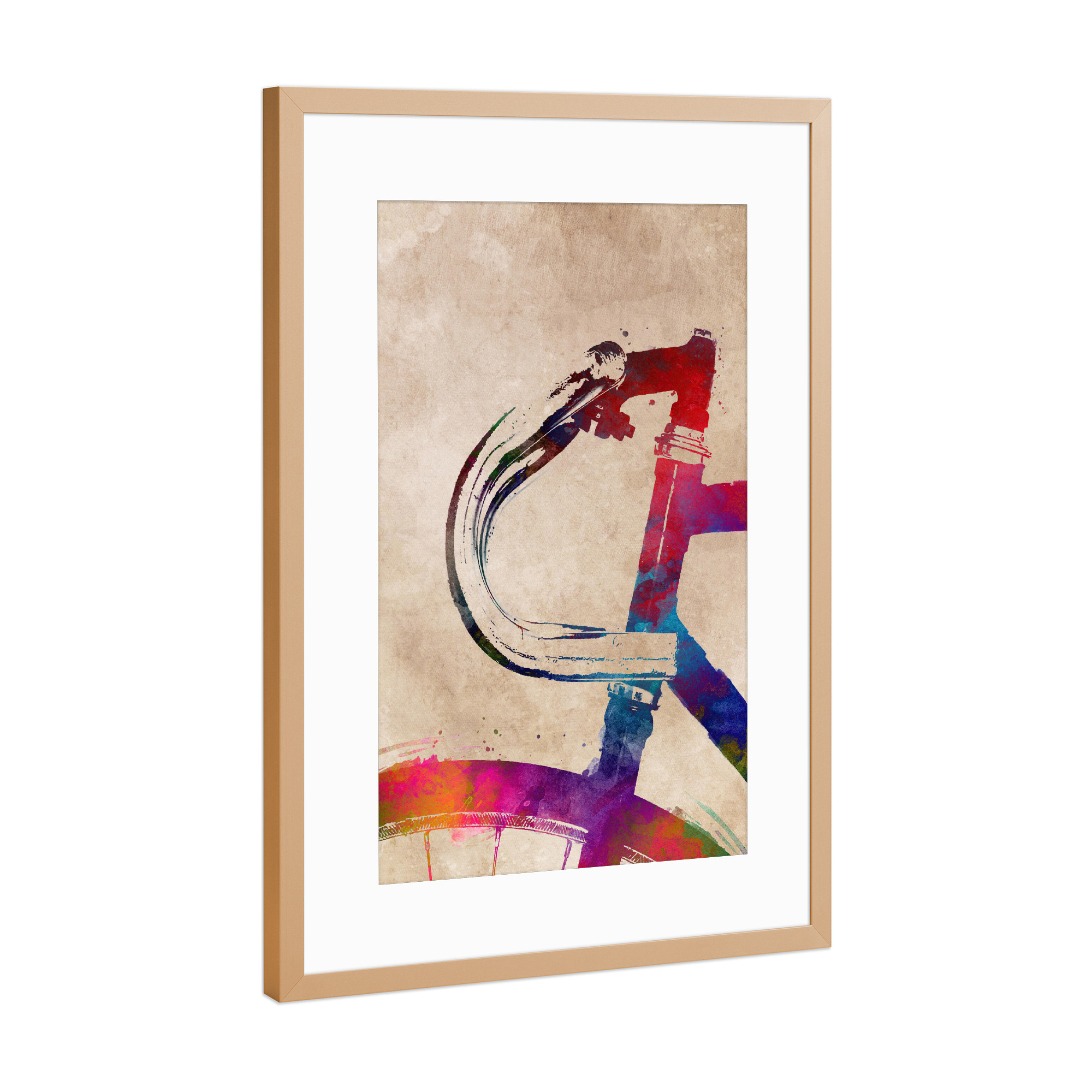 Poster mit Rahmen Kupfer "Bicycle handlebar art" artboxONE - Sport,Sport / Motivation