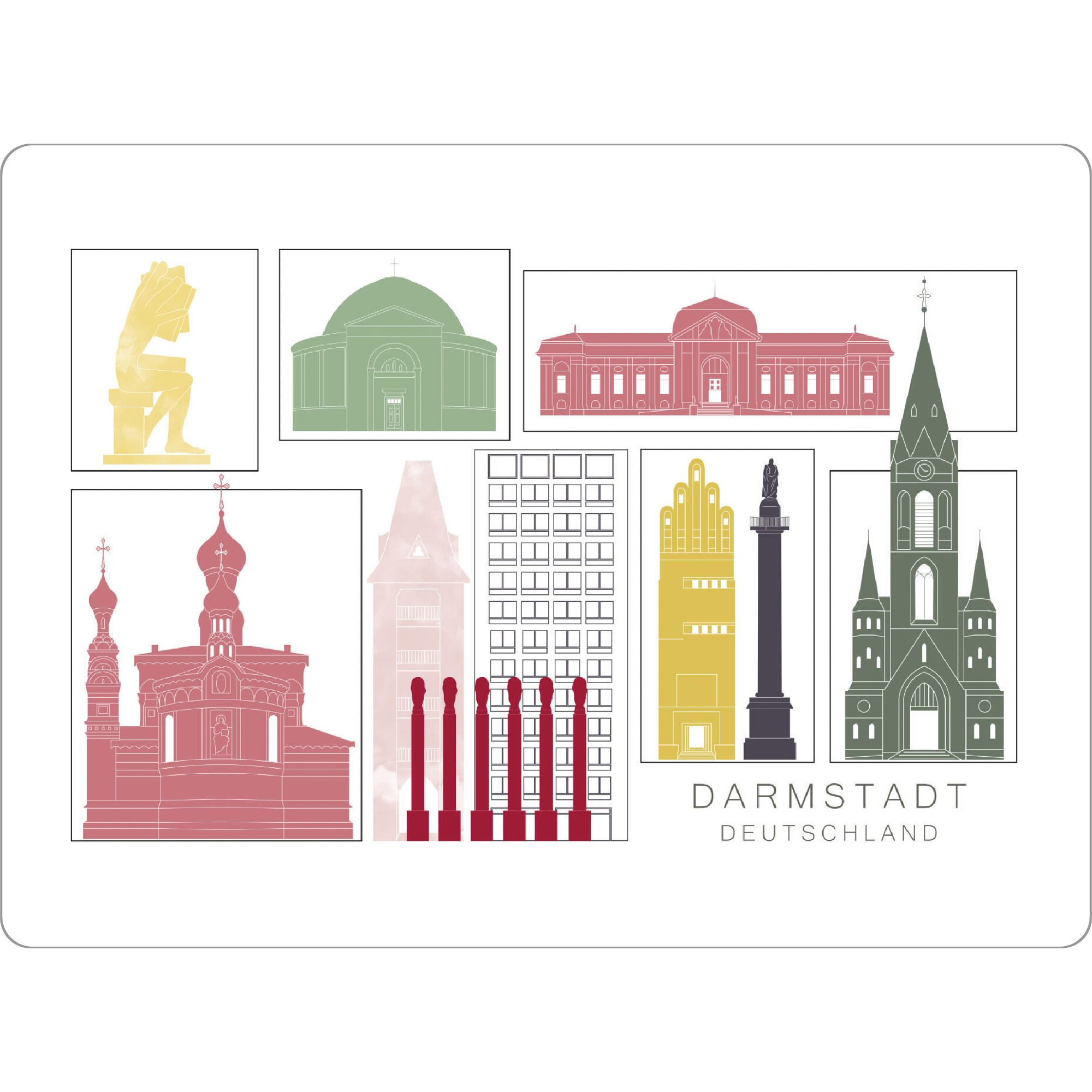 Tischset "Darmstadt skyline burgundy" artboxONE - Städte,Reise,Architektur