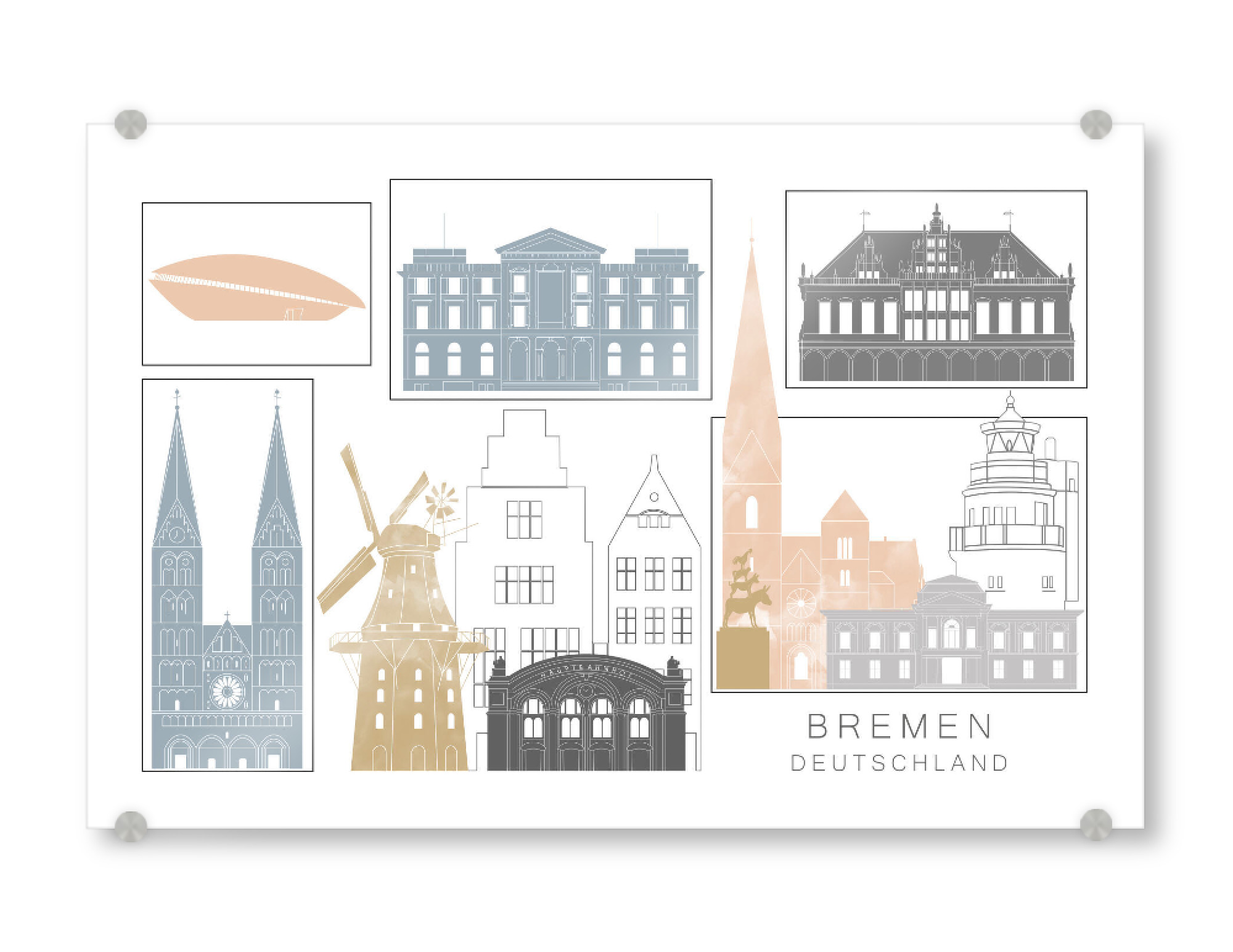 Acrylglasbild "Bremen skyline earth" artboxONE - Städte,Reise,Architektur