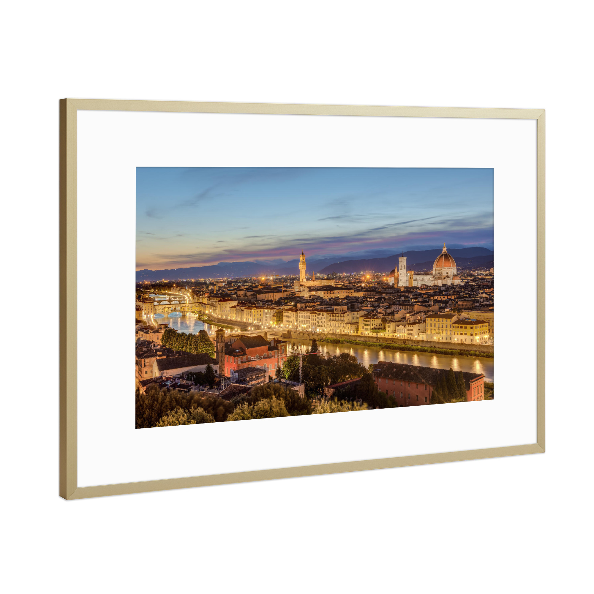 Poster mit Rahmen Gold "Florenz am Abend" artboxONE - Städte,Reise,Reise / Länder