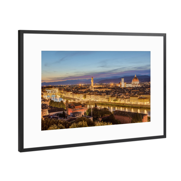 Poster mit Rahmen Schwarz (Metallic) "Florenz am Abend" artboxONE - Städte,Reise,Reise / Länder