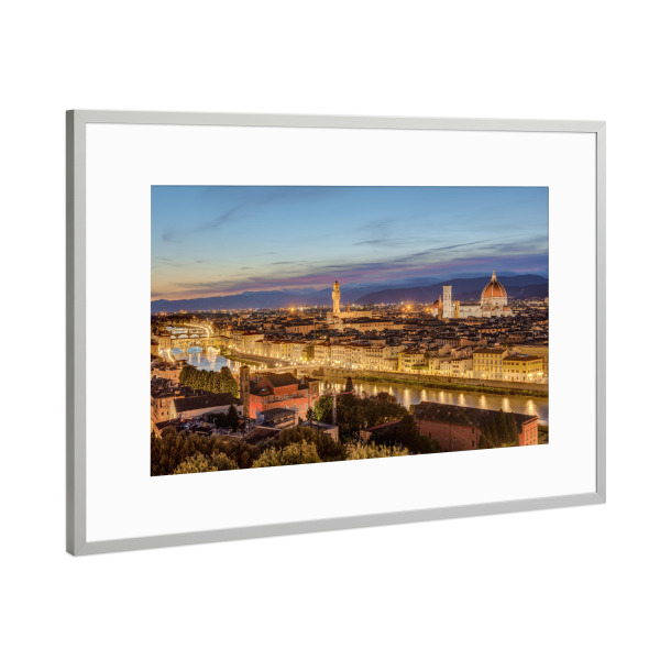 Poster mit Rahmen Silber "Florenz am Abend" artboxONE - Städte,Reise,Reise / Länder