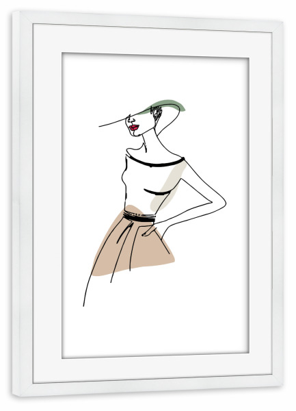 Poster mit Rahmen weiß "Frau mit neuer Mode" artboxONE - Menschen,Fashion