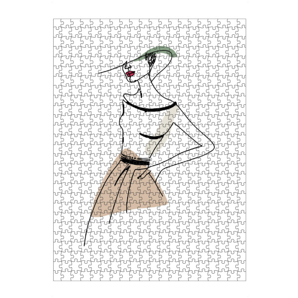 artboxONE Puzzle "Frau mit neuer Mode" artboxONE - Menschen,Fashion - Kleider,Hut,Rock,Klamotten,Linien,Woman,Frau,Female,Minimal,Fashion,Mode,Wear