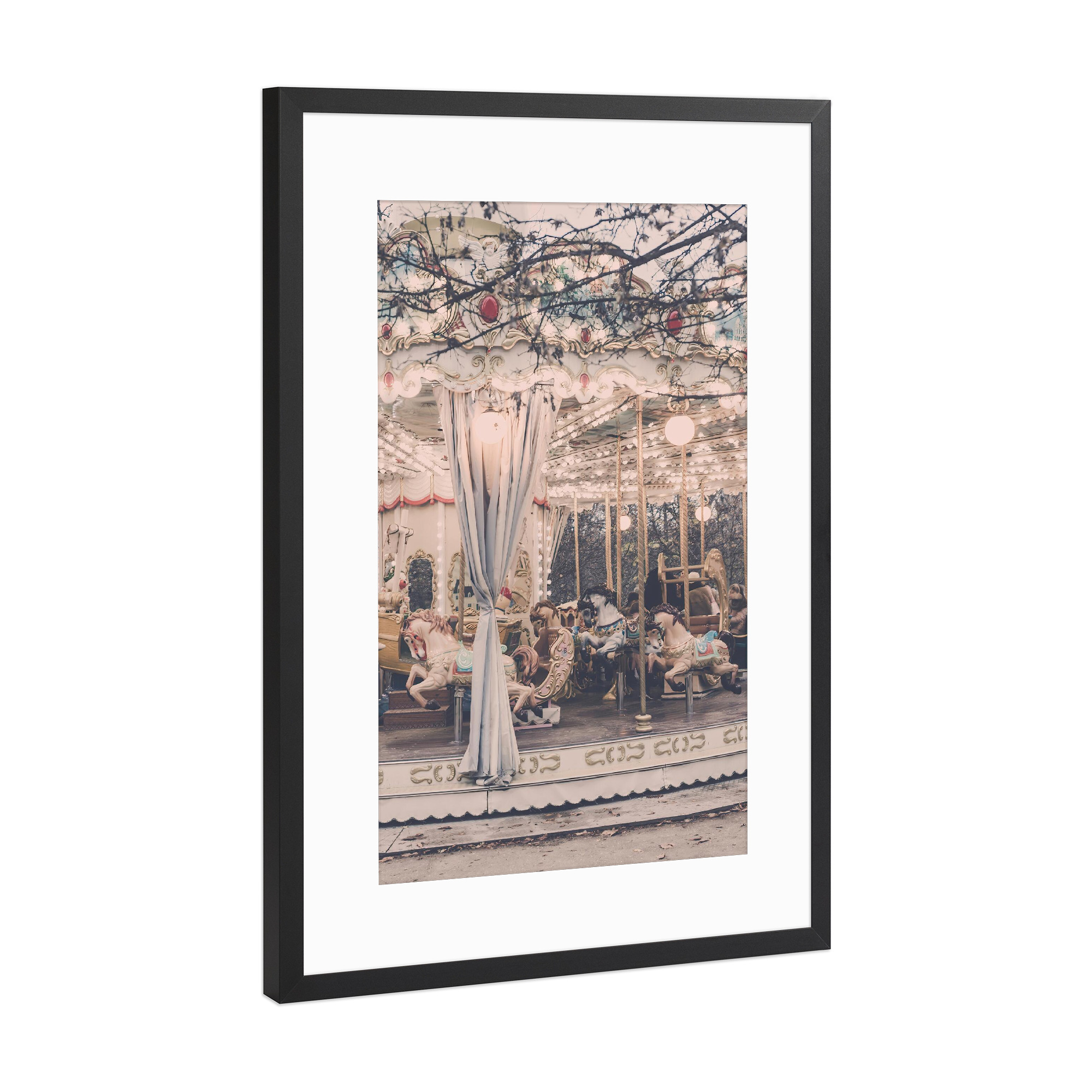 Poster mit Rahmen Schwarz (Metallic) "Paris Carousel V" artboxONE - Reise,Für Kinder,Städte / Paris