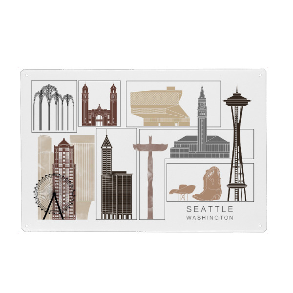 Metall Poster "Seattle skyline black & brown" artboxONE - Städte,Reise,Architektur