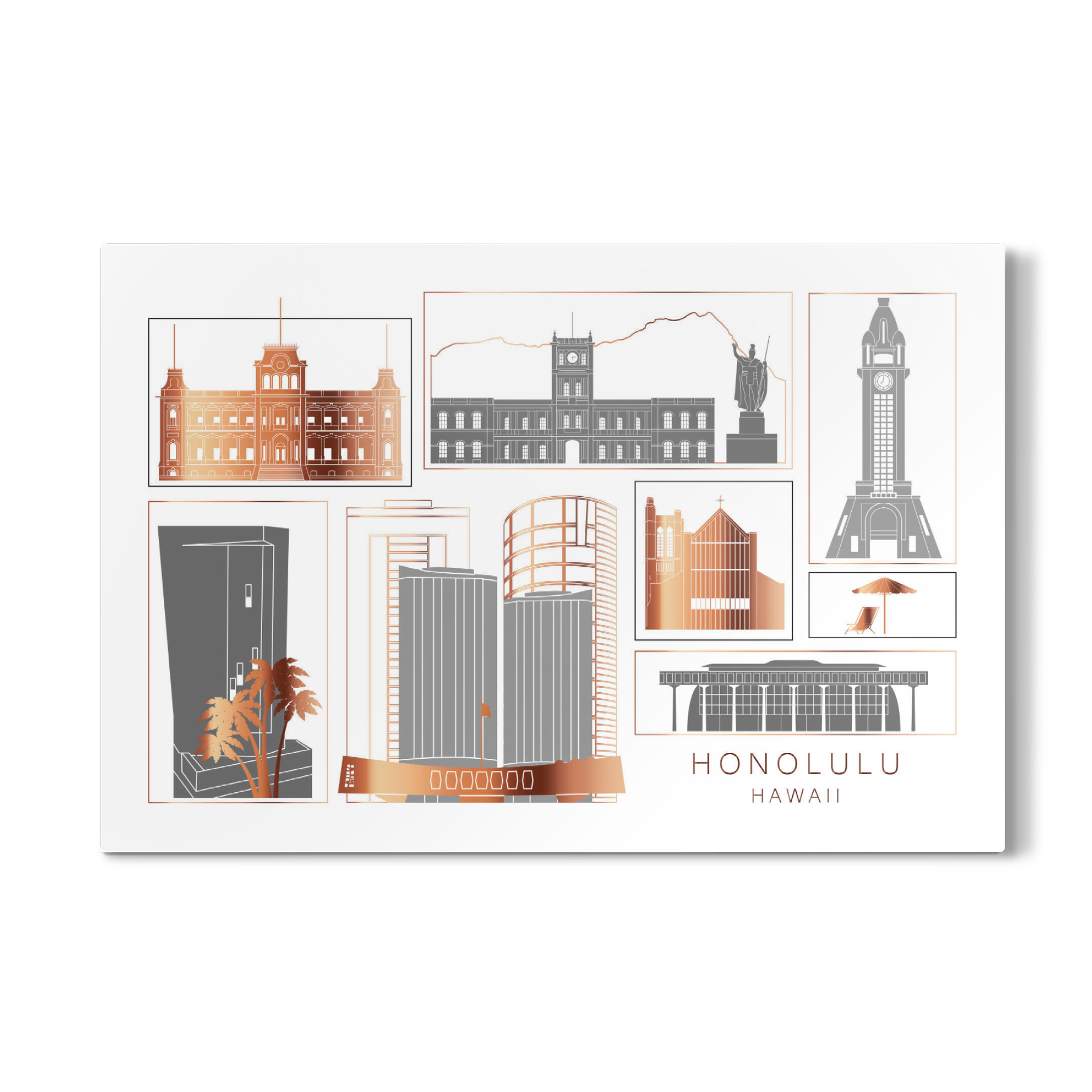 Galerie-Print "Honolulu skyline copper" 30x20 cm artboxONE