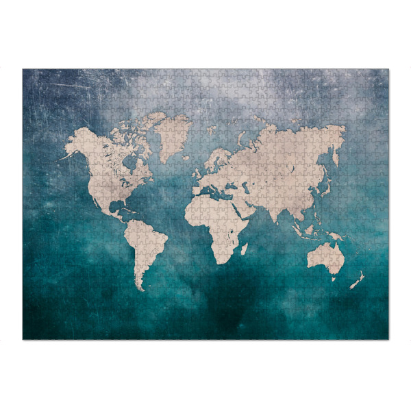 Puzzle Ravensburger "World map light grey blue" artboxONE - Reise,Kartografie