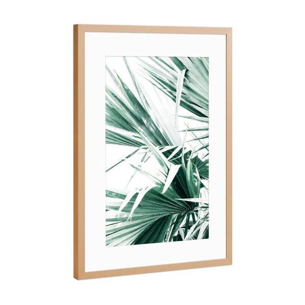 Poster mit Rahmen Kupfer "Tropical Green Palm Leaves" artboxONE - Natur,Reise,Floral,Reise / Strand und Meer