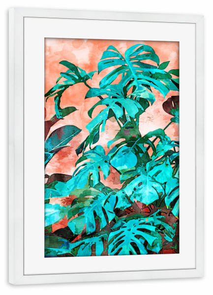 Poster mit Rahmen weiß "Monstera in My Backyard" artboxONE - Natur