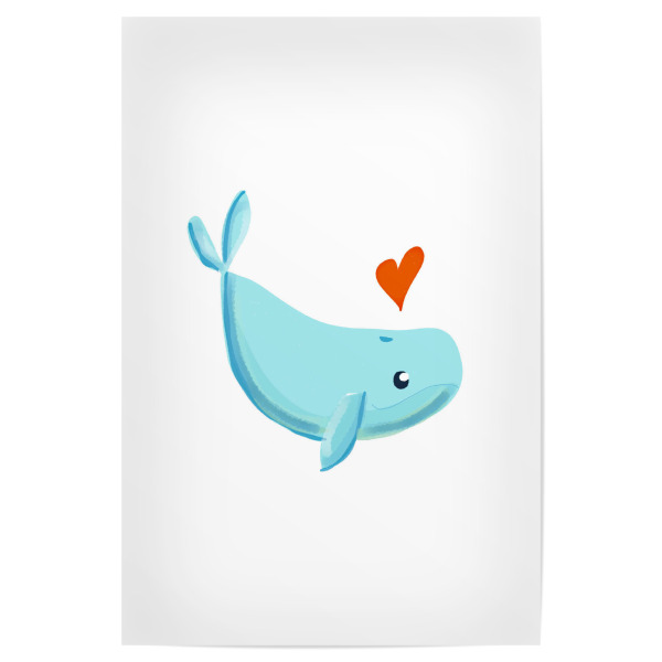 Poster "Baby Wal" artboxONE - Natur,Für Kinder,Tiere,Liebe - Wal,Herz,Heart,Baby,Kinder,Nursery,Süß,Cute,Lustig,Funny