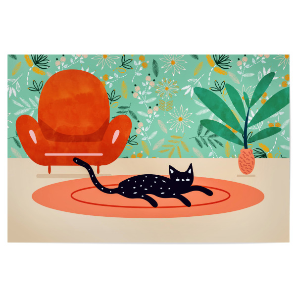 Poster 30x20 cm "Boho Cat" artboxONE - Tiere - Animals,Home,Decor,Pet,Cat,Kitten,Living room,Lifestyle,Pets,Weekend,Boho,Bohemian,Animal,Katze,Wohnung