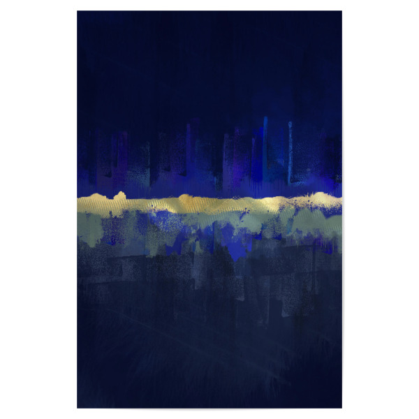 Poster 30x20 cm "Blau Blau" artboxONE - Abstrakt - Blue,Blau,Abstract,Abstrakt,Gold,Malerei,Painting