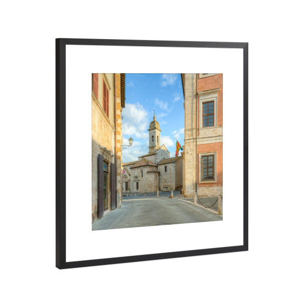Poster mit Rahmen Schwarz (Metallic) "San Quirico d'Orcia in der Toskana" artboxONE - Städte,Reise,Architektur,Reise / Länder