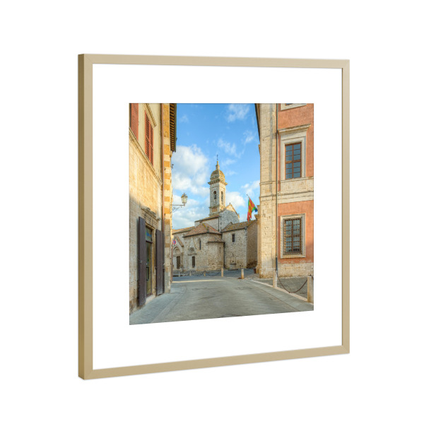 Poster mit Rahmen Gold "San Quirico d'Orcia in der Toskana" artboxONE - Städte,Reise,Architektur,Reise / Länder