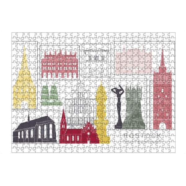 artboxONE Puzzle "Rostock skyline burgundy" artboxONE - Städte,Reise,Architektur,Kartografie
