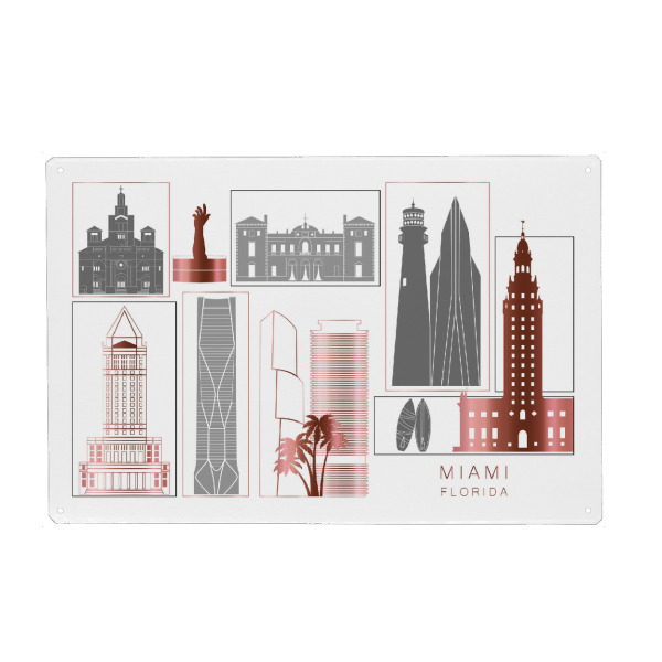 Holzbild "Miami skyline rosegold" artboxONE - Städte,Reise,Architektur