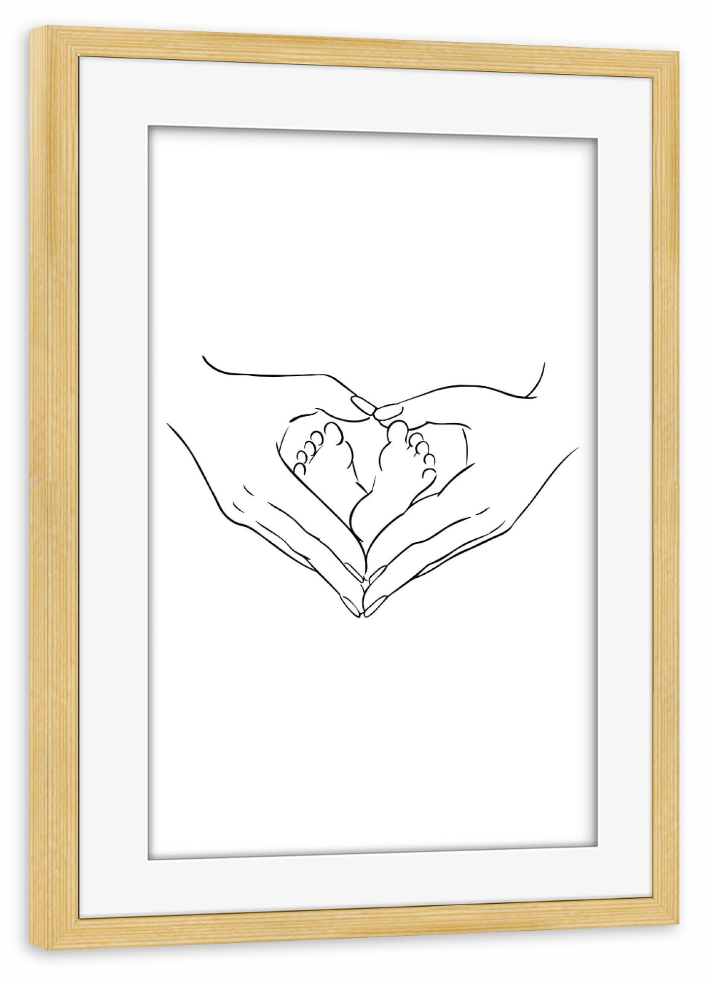 Poster mit Rahmen kiefer "Babyfüße in Händen" artboxONE - Für Kinder,Menschen,Liebe,Für Mama,Für Papa