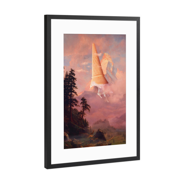 Poster mit Rahmen Schwarz (Metallic) "ICE CREAM MOUNTAIN" artboxONE - Natur,Für Kinder,Fiktion,Lustig