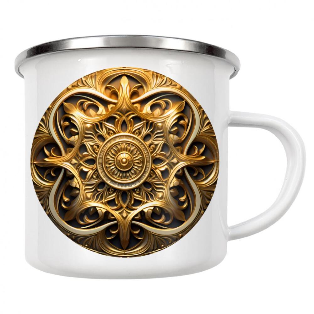 Emaille Tasse "Mandala - Gold - Gounkoto" artboxONE - Natur,Floral,Abstrakt